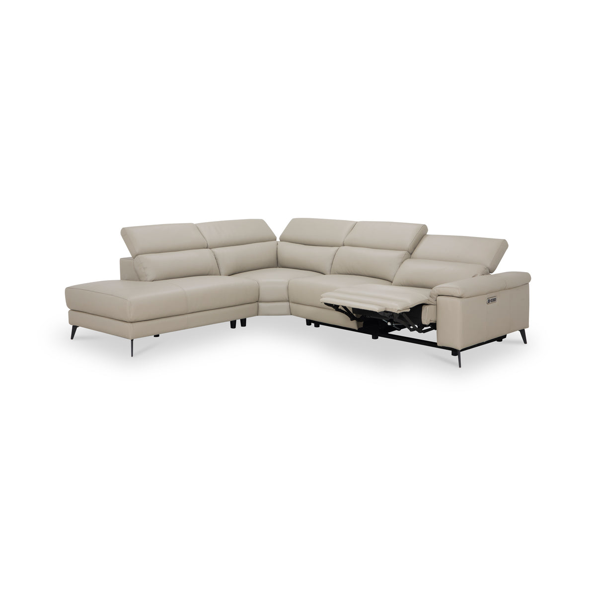 Radford Leather Power Reclining Corner Chaise Sofa LHF Frost Grey from Roseland Furniture
