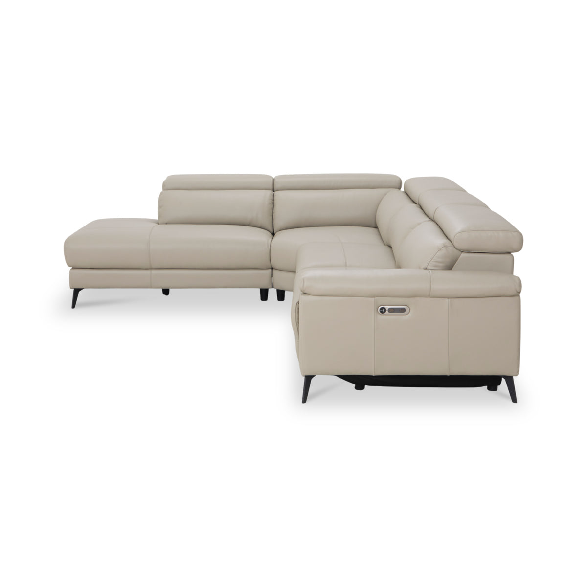 Radford Leather Power Reclining Corner Chaise Sofa LHF Frost Grey from Roseland Furniture