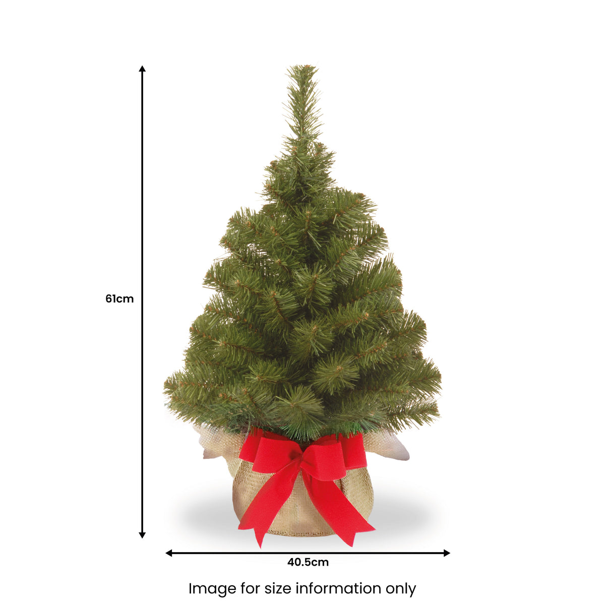Nobel Spruce 2ft Tree In Burlap Bag with Red Bow From Roseland Furniture