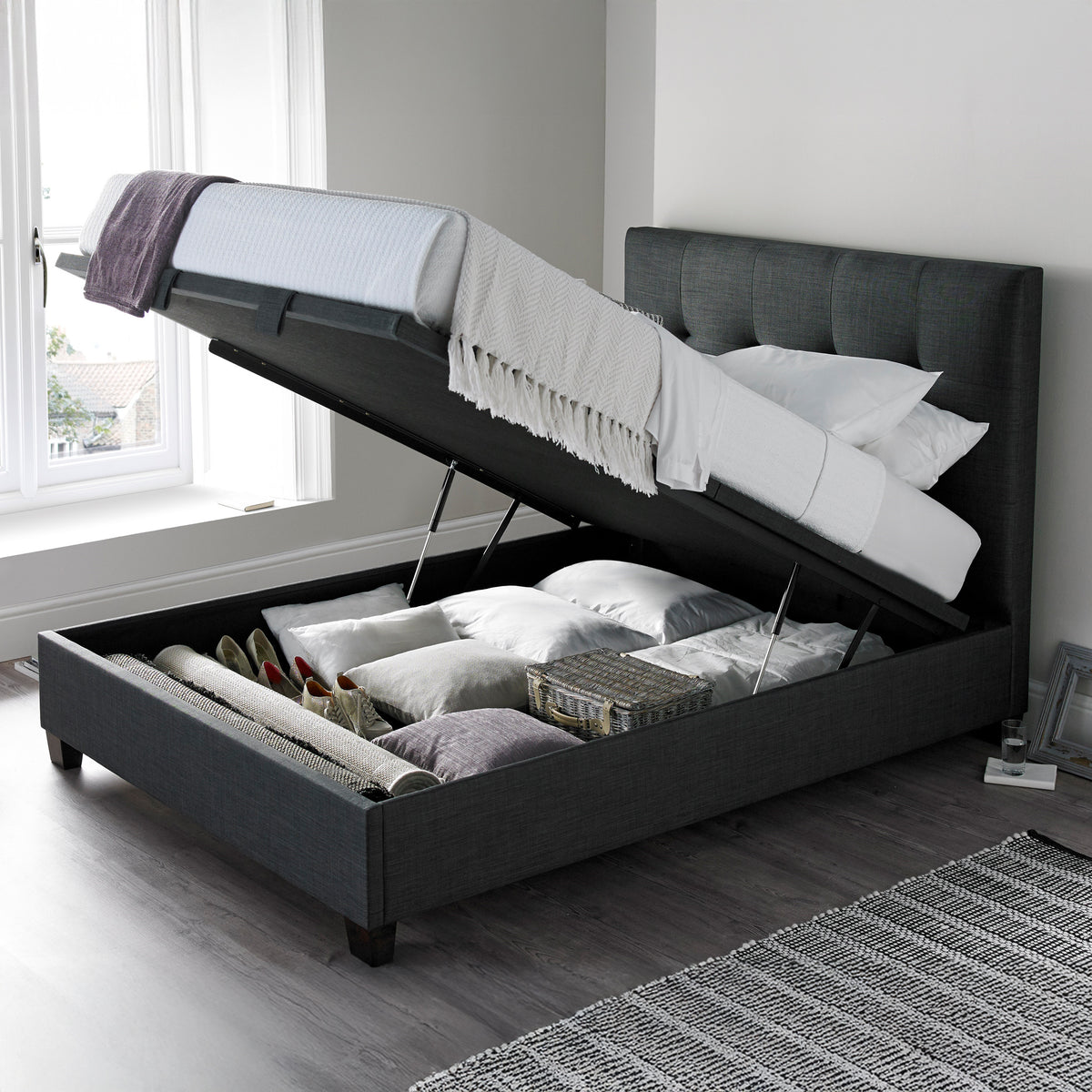 Sherborne Ottoman Storage Bed Frame Slate from Roseland Furniture