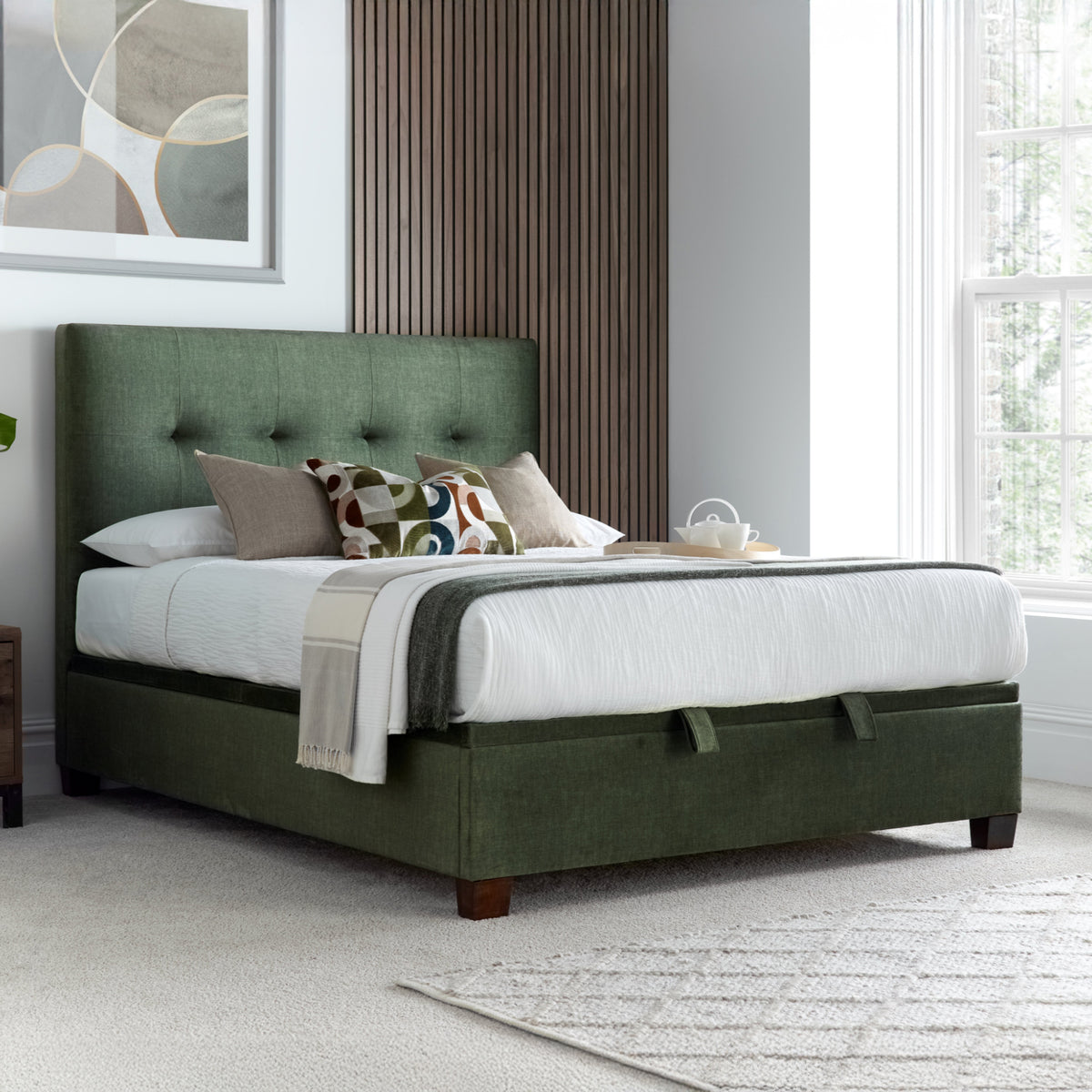 Southwick Ottoman Storage Bed Frame Green from Roseland Furniture