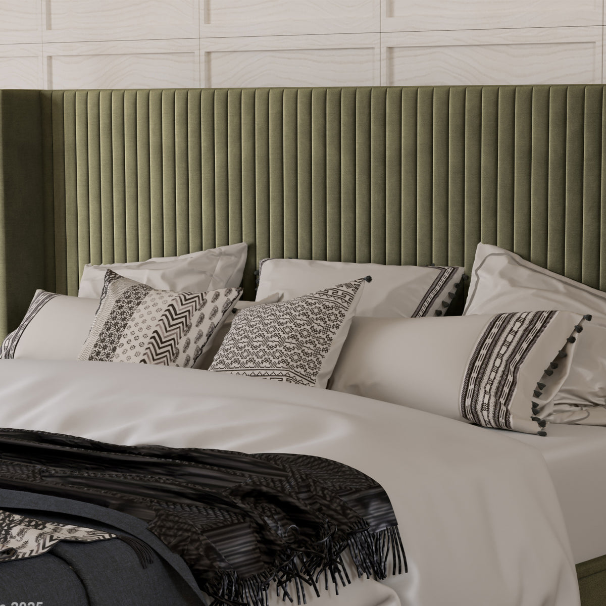 Princeton Slim Pleat Ottoman Bed Frame Olive from Roseland Furniture