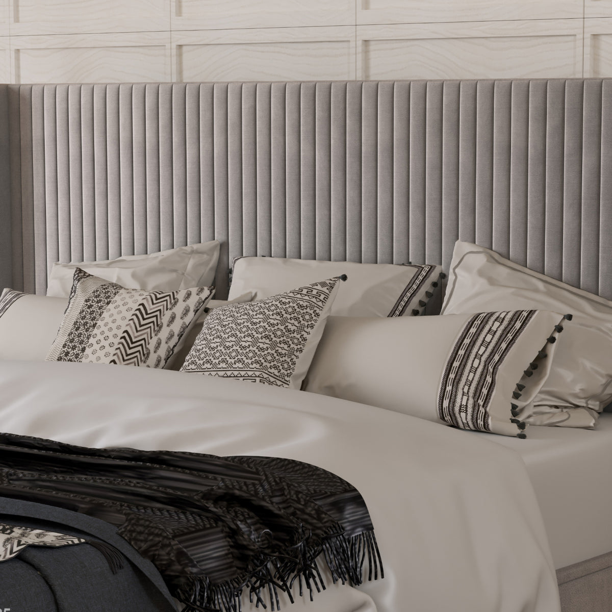 Princeton Slim Pleat Ottoman Bed Taupe from Roseland Furniture