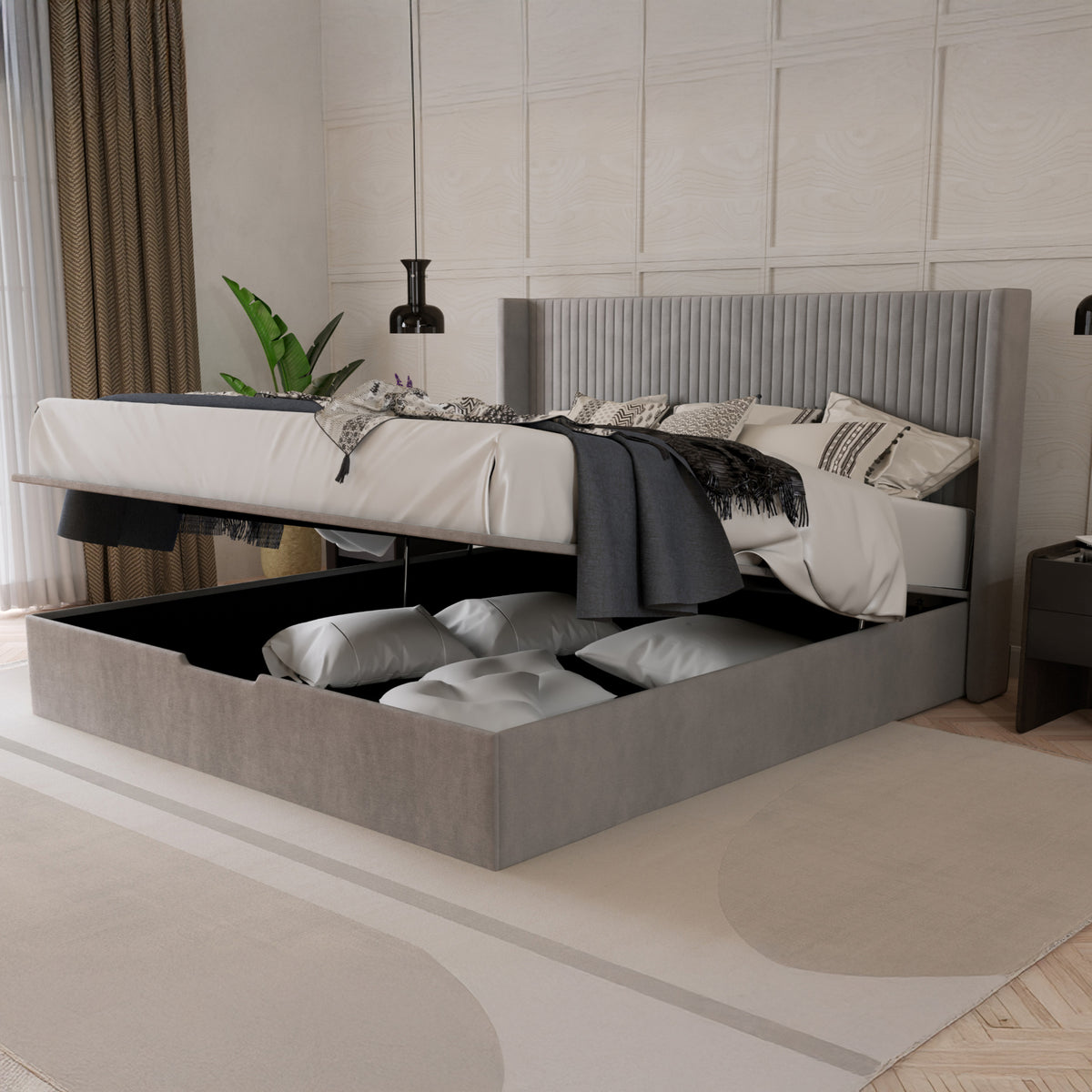 Princeton Slim Pleat Ottoman Bed Taupe from Roseland Furniture