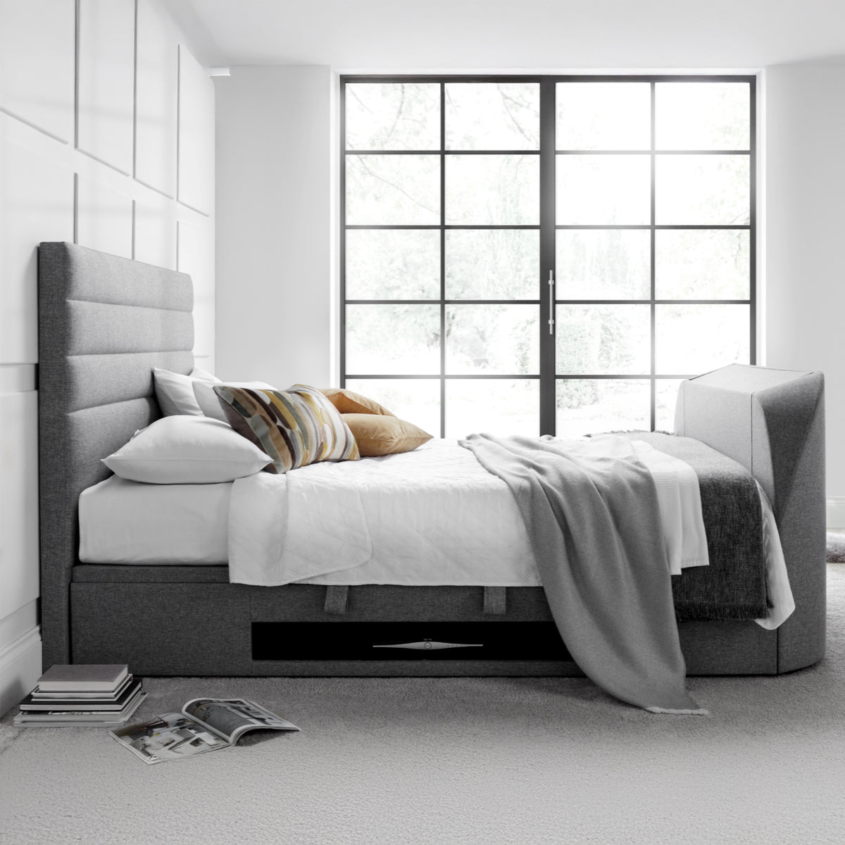 Henlie TV Ottoman Bed Frame Double Grey from Roseland Furniture