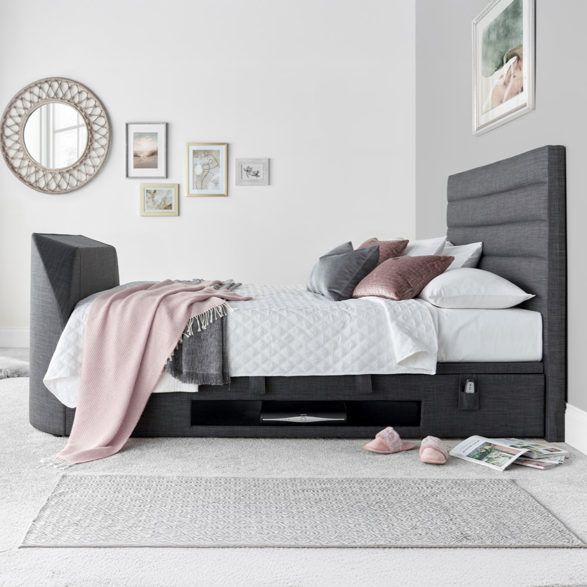 Henlie TV Ottoman Bed Frame Double Slate from Roseland Furniture