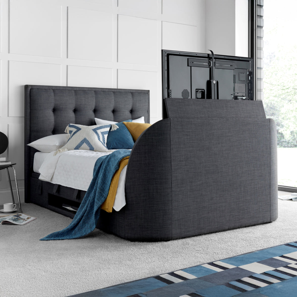 Navenby TV Ottoman Bed Frame Double Slate from Roseland Furniture