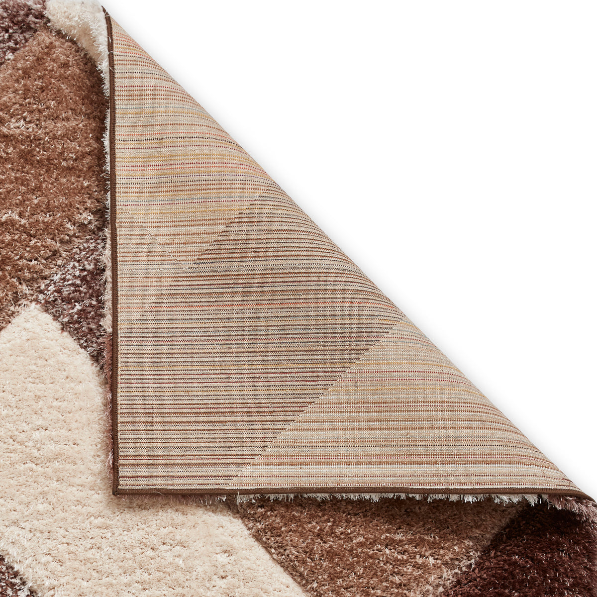 Lennox Brown Beige Geometric Shaggy Rug