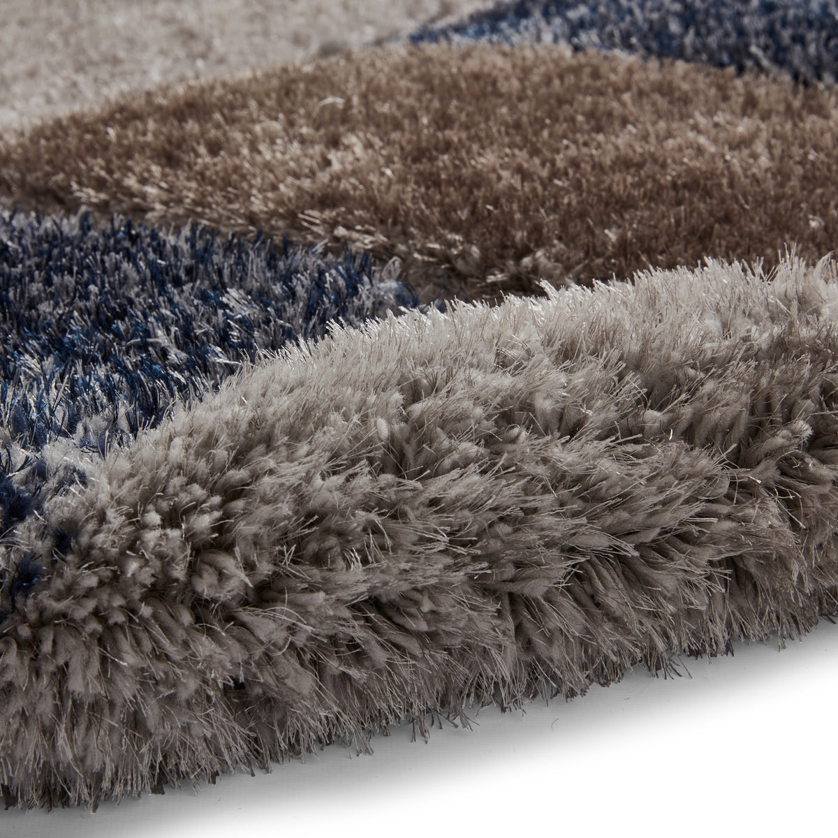 Lennox Navy Grey Geometric Shaggy Rug