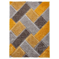 Lennox Yellow Grey Geometric Shaggy Rug from Roseland Furniture