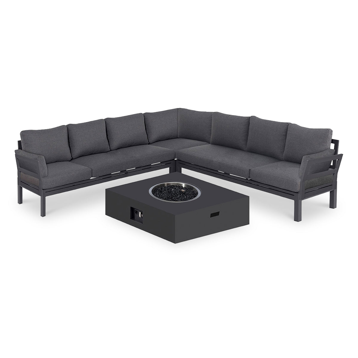 Maze Oslo Large Corner Group with Square Gas Fire Pit Table from Roseland Furniture