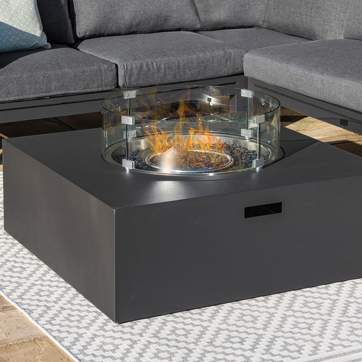 Maze Oslo Large Outdoor Corner Group with Square Gas Fire Pit Table