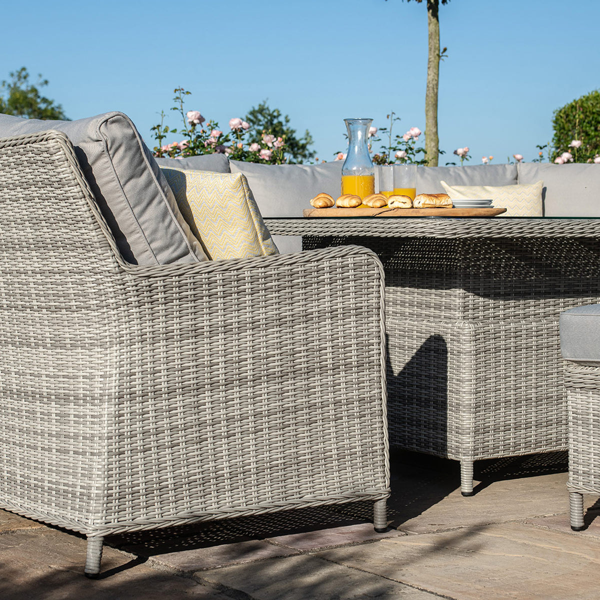 Maze Oxford Royal U-Shaped Outdoor Sofa Set with Rising Table from Roseland Furniture