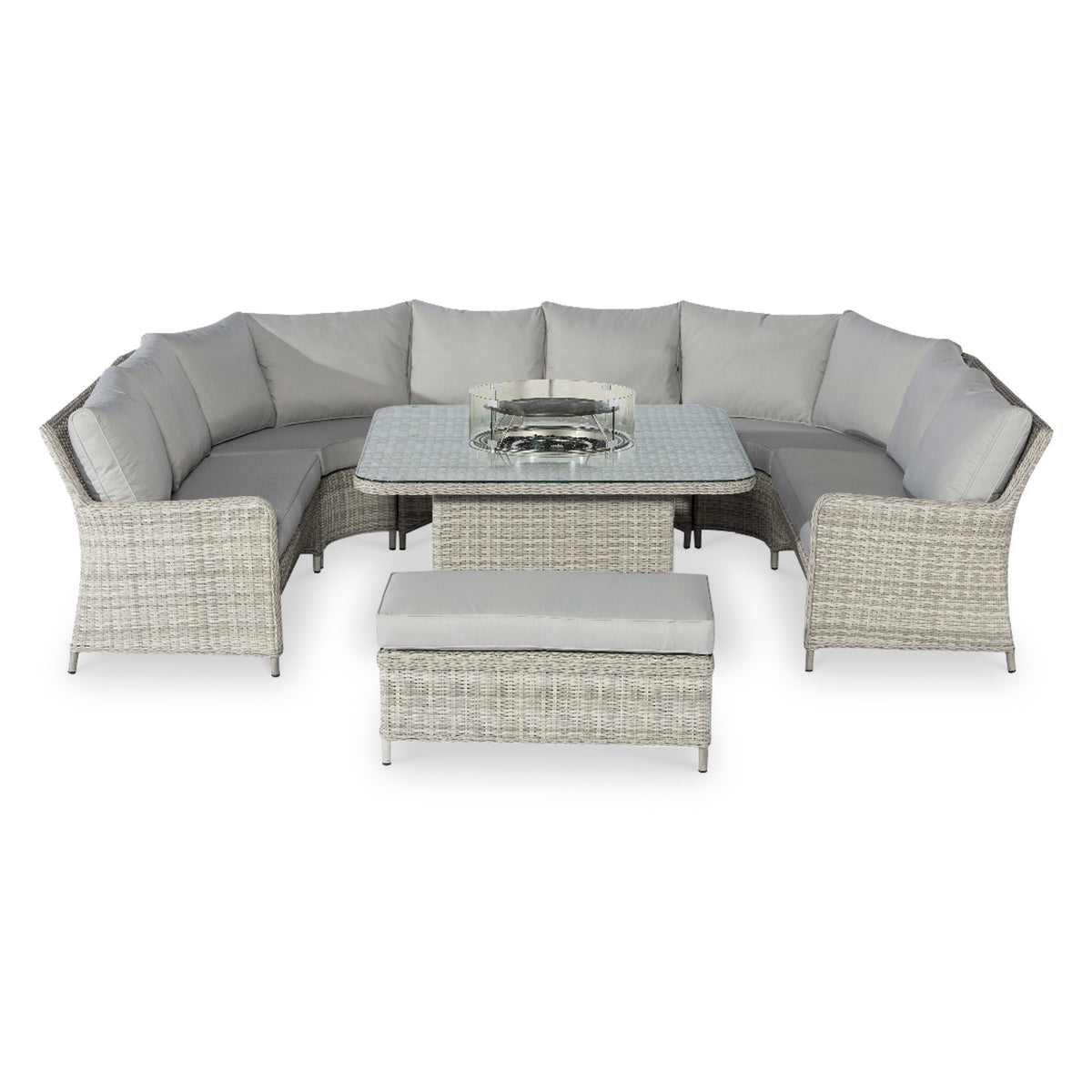 Maze Oxford Royal U-Shaped Outdoor Sofa Set with Fire Pit from Roseland Furniture