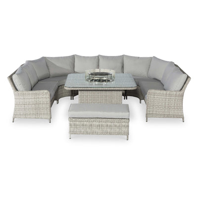 Maze Oxford Royal U-Shaped Rattan Sofa Set with Fire Pit