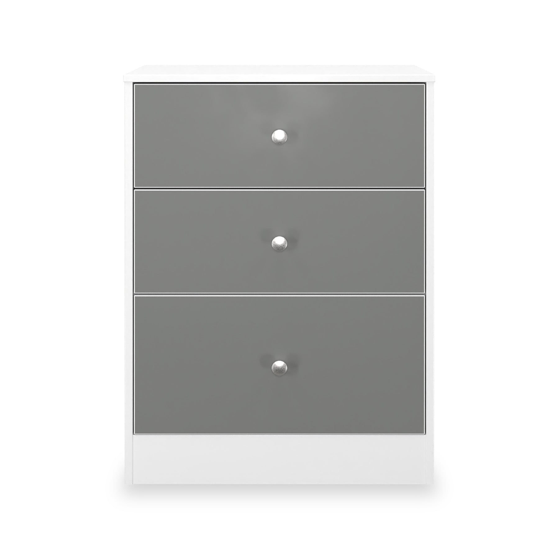 Bennet-3-Drawer-Midi-Deep-Chest-Grey-&-White Front1 from Roseland Furniture