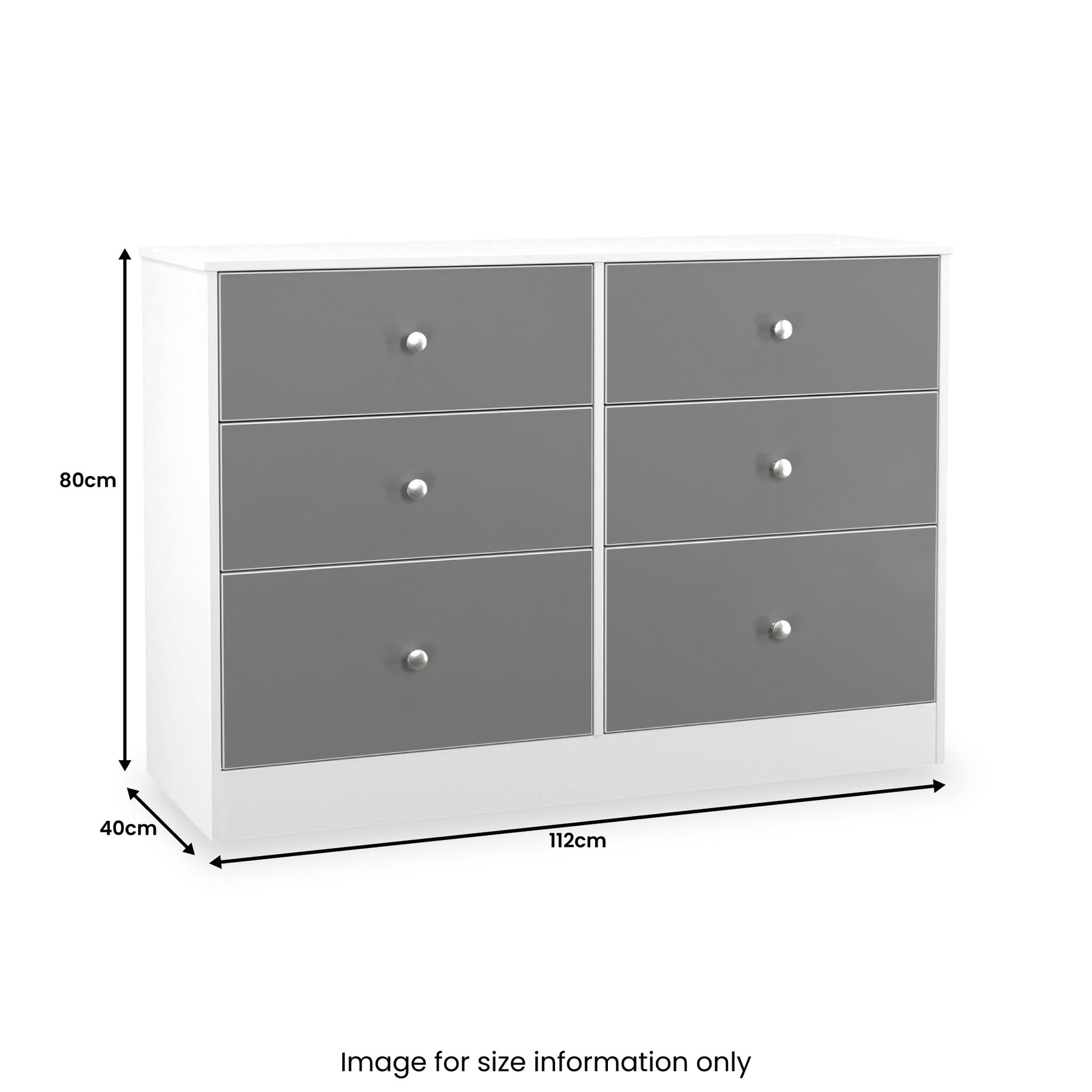 Bennet-6-Drawer-Midi-Chest-Grey-&-White from Roseland Furniture
