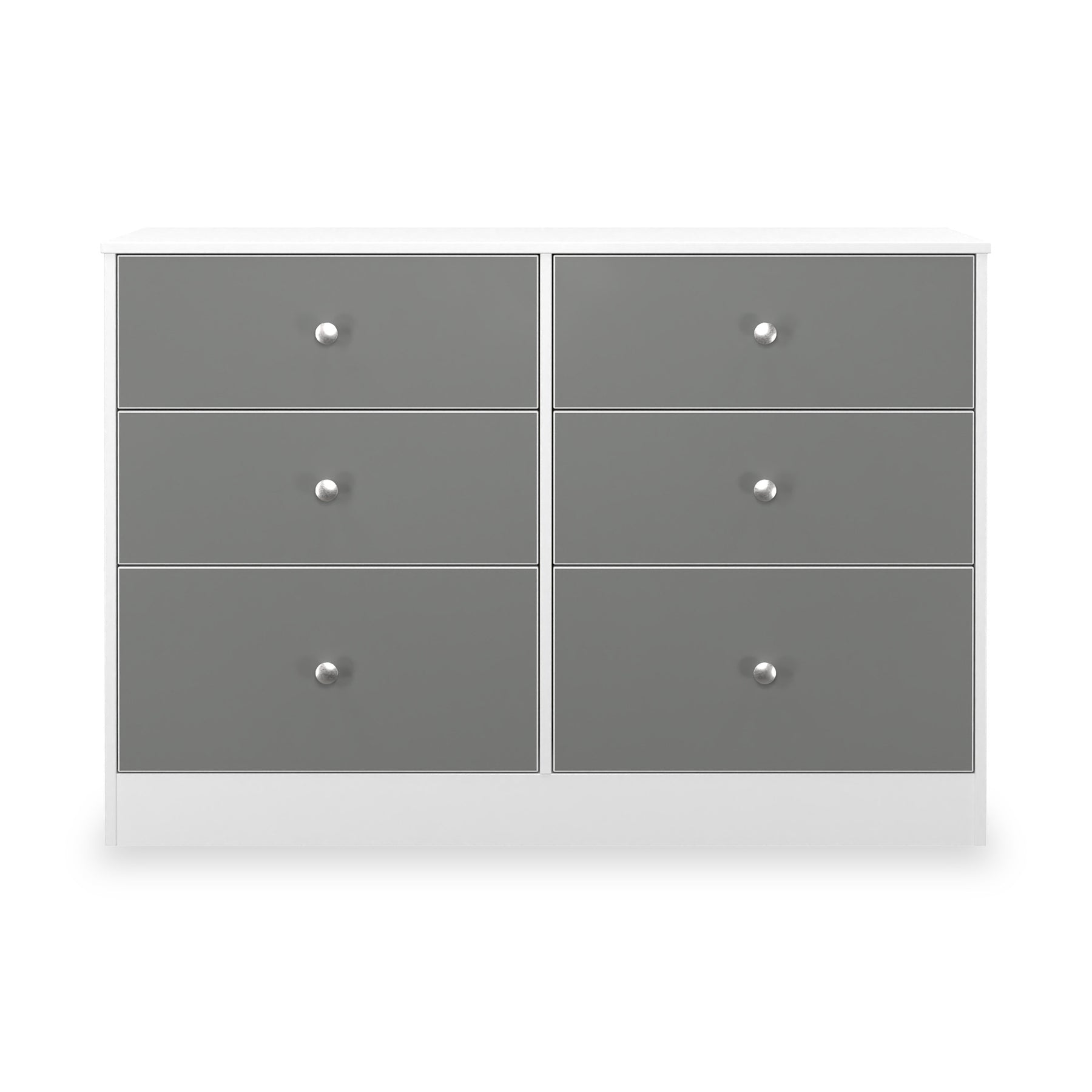 Bennet-6-Drawer-Midi-Deep-Chest-Grey-&-White Front1 from Roseland Furniture