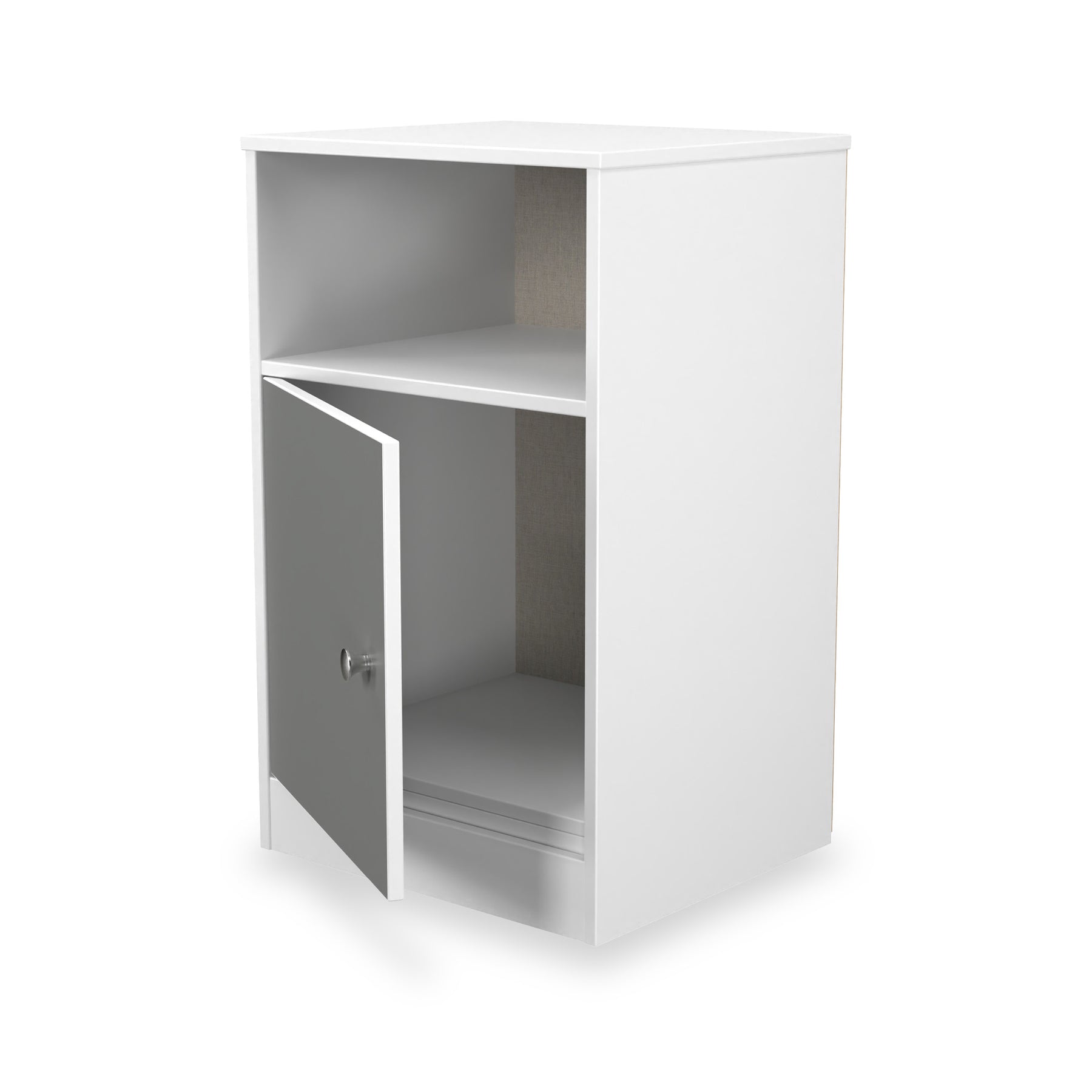 Bennet-1-Door-Bedside-Table-Grey-&-White from Roseland Furniture