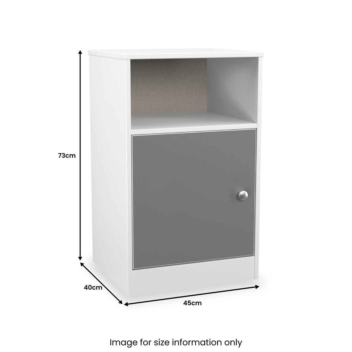 Bennet-1-Door-Bedside-Table-Grey-&-White from Roseland Furniture