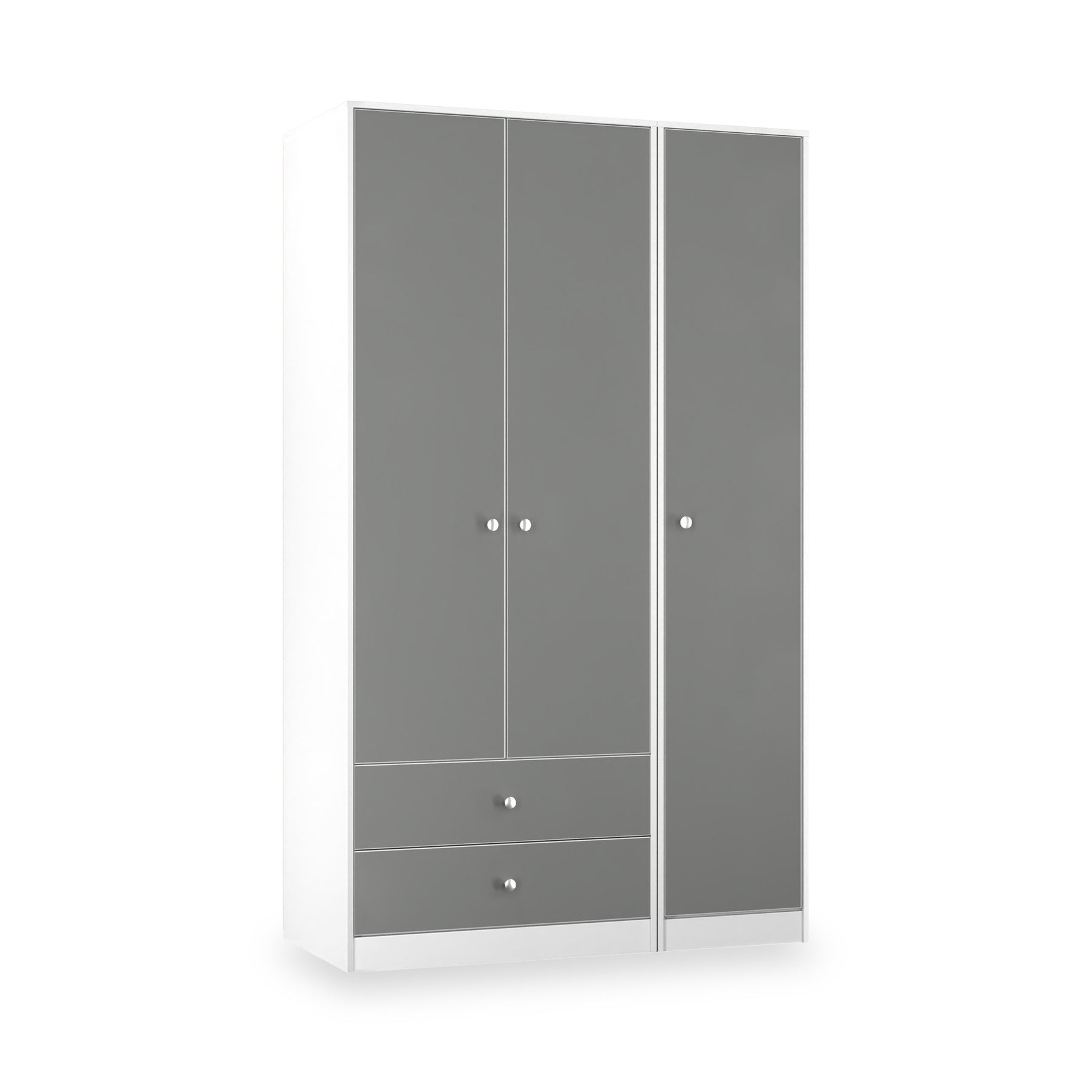 Bennet-Tall-Triple-2-Drawer-Wardrobe-Grey-&-White from Roseland Furniture