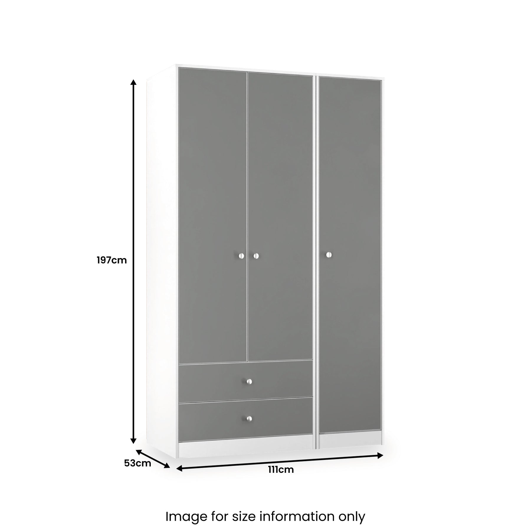Bennet-Tall-Triple-2-Drawer-Wardrobe-Grey-&-White from Roseland Furniture