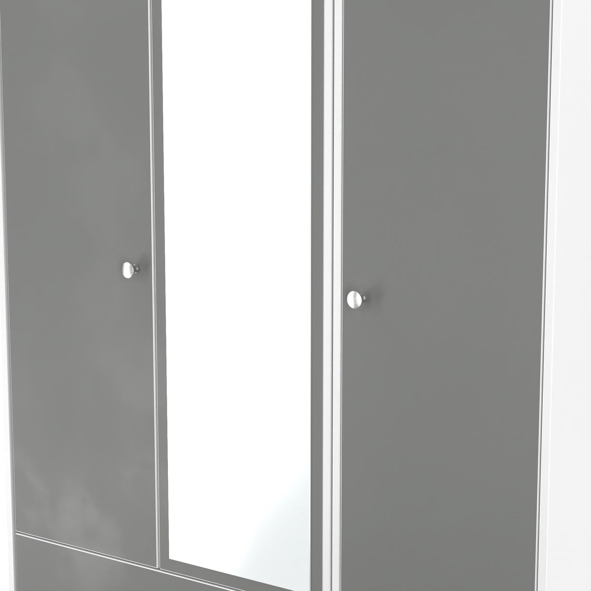 Bennet-Tall-Triple-2-Drawer-Mirrored-Wardrobe-Grey-&-White from Roseland Furniture