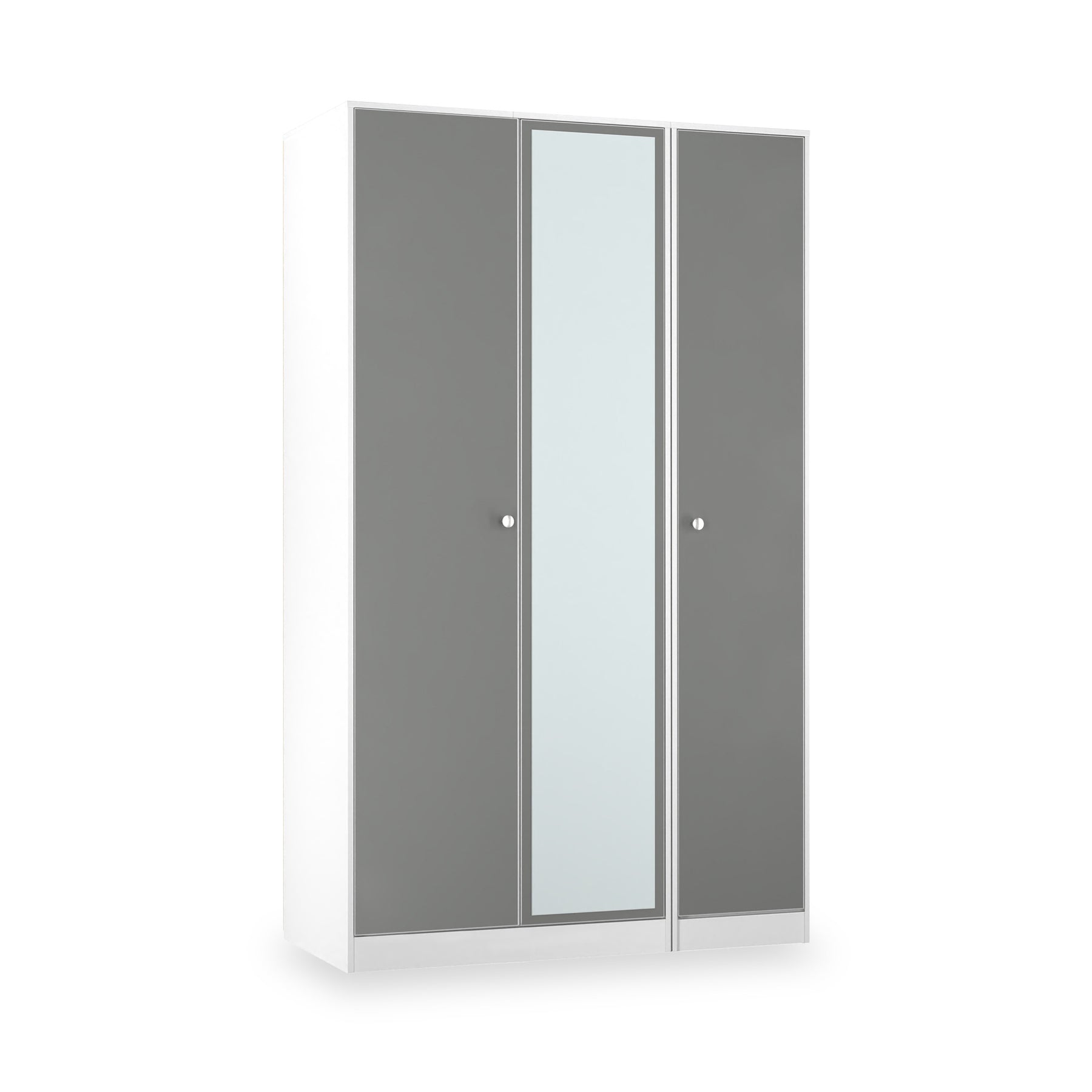 Bennet-Tall-Triple-Mirrored-Wardrobe-Grey-&-White from Roseland Furniture