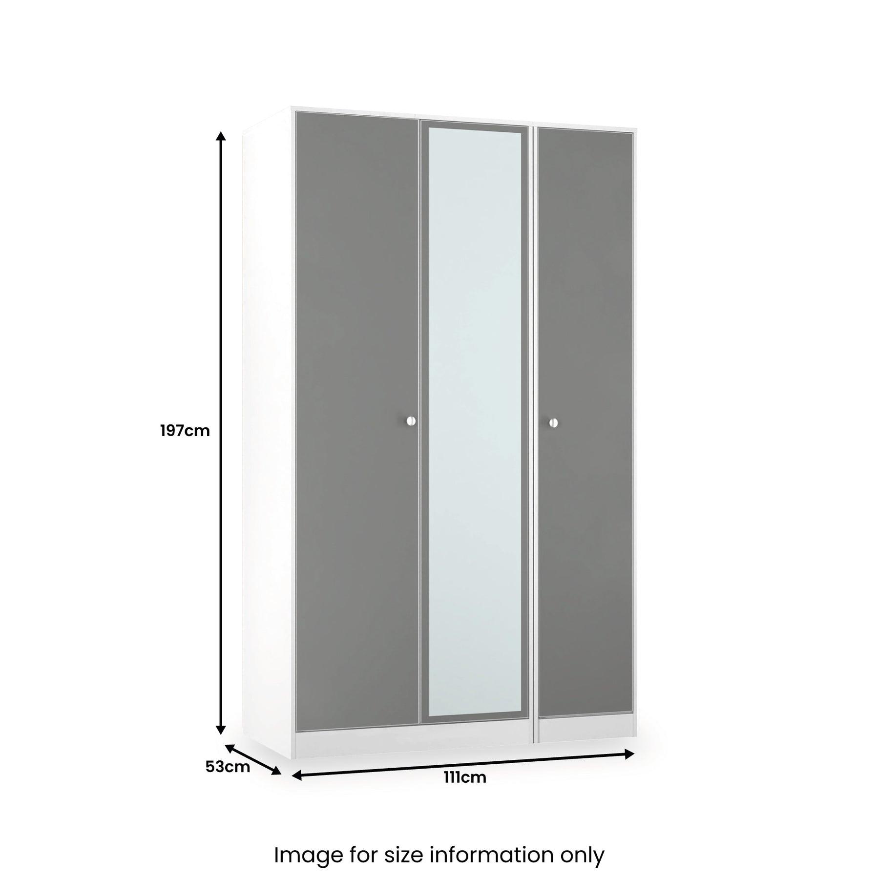 Bennet-Tall-Triple-Mirrored-Wardrobe-Grey-&-White from Roseland Furniture
