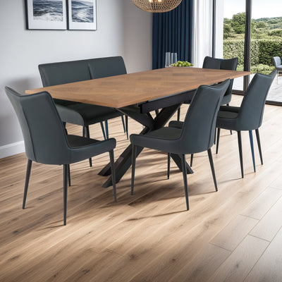Sofie 160cm Extending Parquet Design Dining Table