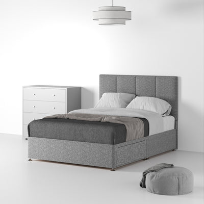 Farrow Piano Linen Divan Bed and Deluxe Headboard