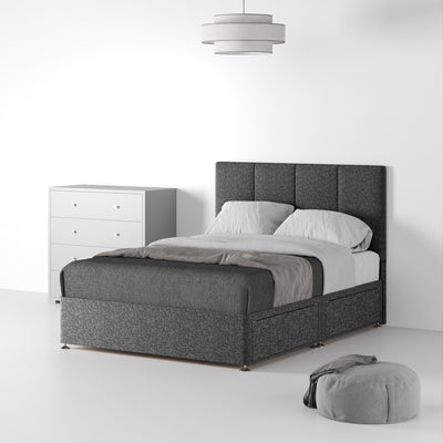 Farrow Piano Linen Divan Bed and Deluxe Headboard