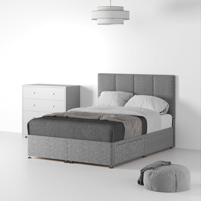 Farrow Piano Linen Divan Bed and Deluxe Headboard