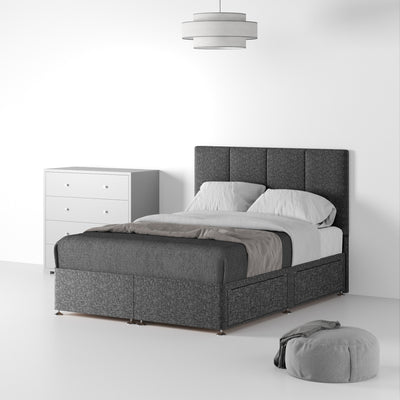 Farrow Piano Linen Divan Bed and Deluxe Headboard
