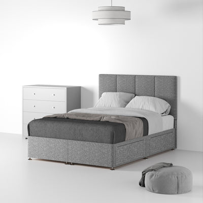 Farrow Piano Linen Divan Bed and Deluxe Headboard