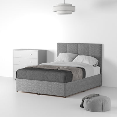 Farrow Piano Linen Divan Bed and Deluxe Headboard