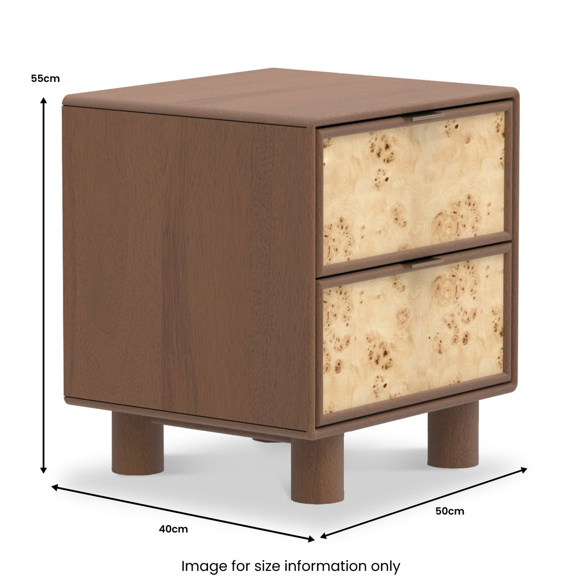 Blaire Mango Wood 2 Drawer Bedside Table from Roseland Furniture