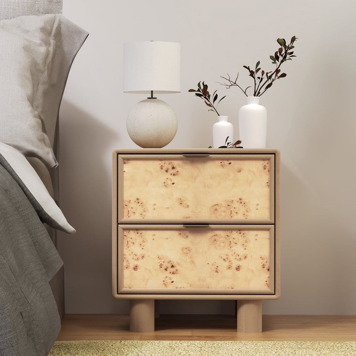 Blaire Mango Wood 2 Drawer Bedside Table from Roseland Furniture