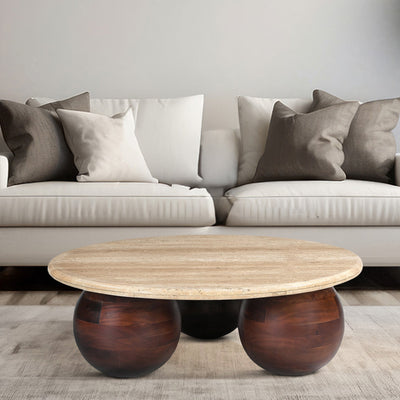 Tilden Travertine Spherical Coffee Table