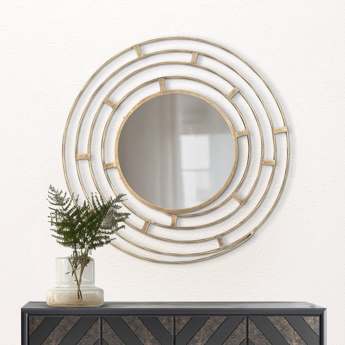 Sabina Iron Concentric Circle Wall Mirror from Roseland Furniture