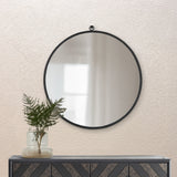 Bron Black Iron Circular Wall Mirror from Roseland Furniture