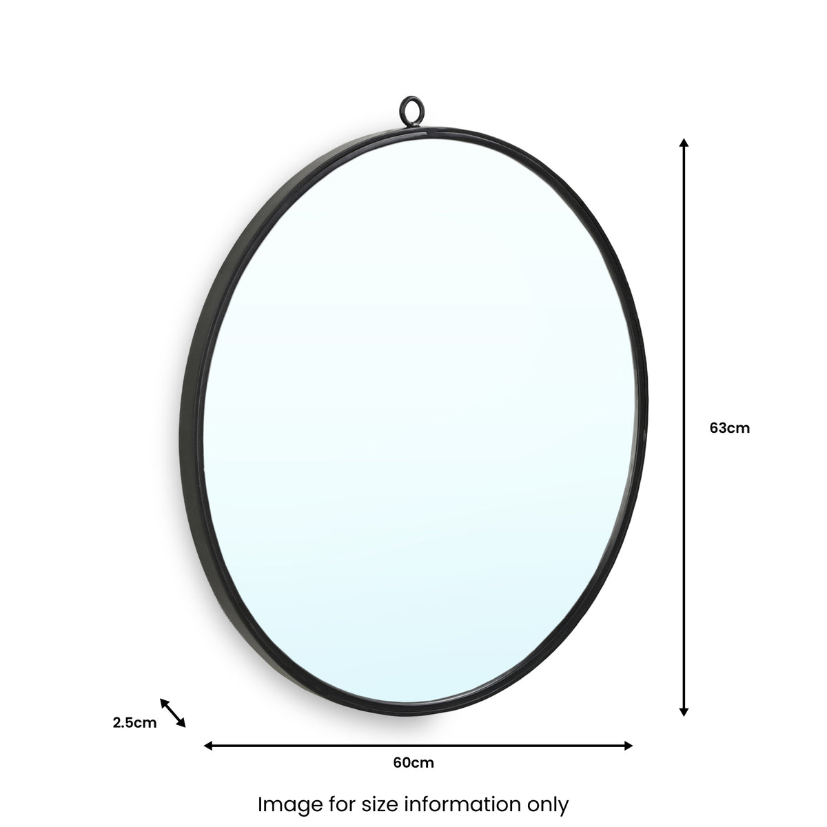 Bron Black Iron Circular Wall Mirror from Roseland Furniture