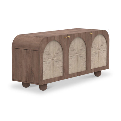Rowe Mango Wood & Jute 3 Door Sideboard