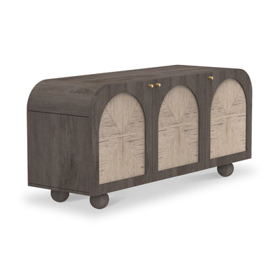 Rowe Mango Wood & Jute 3 Door Sideboard