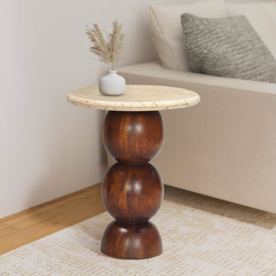 Tilden Travertine Top Side Table