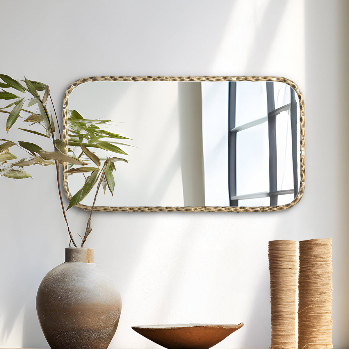 Joan Iron Rounded Edge Wall Mirror from Roseland Furniture