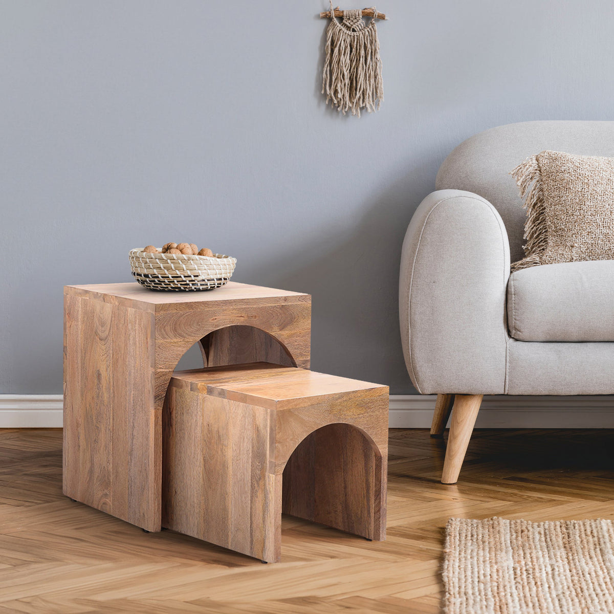 Floren Mango Wood Arched Nest Of Tables from Roseland Furniture