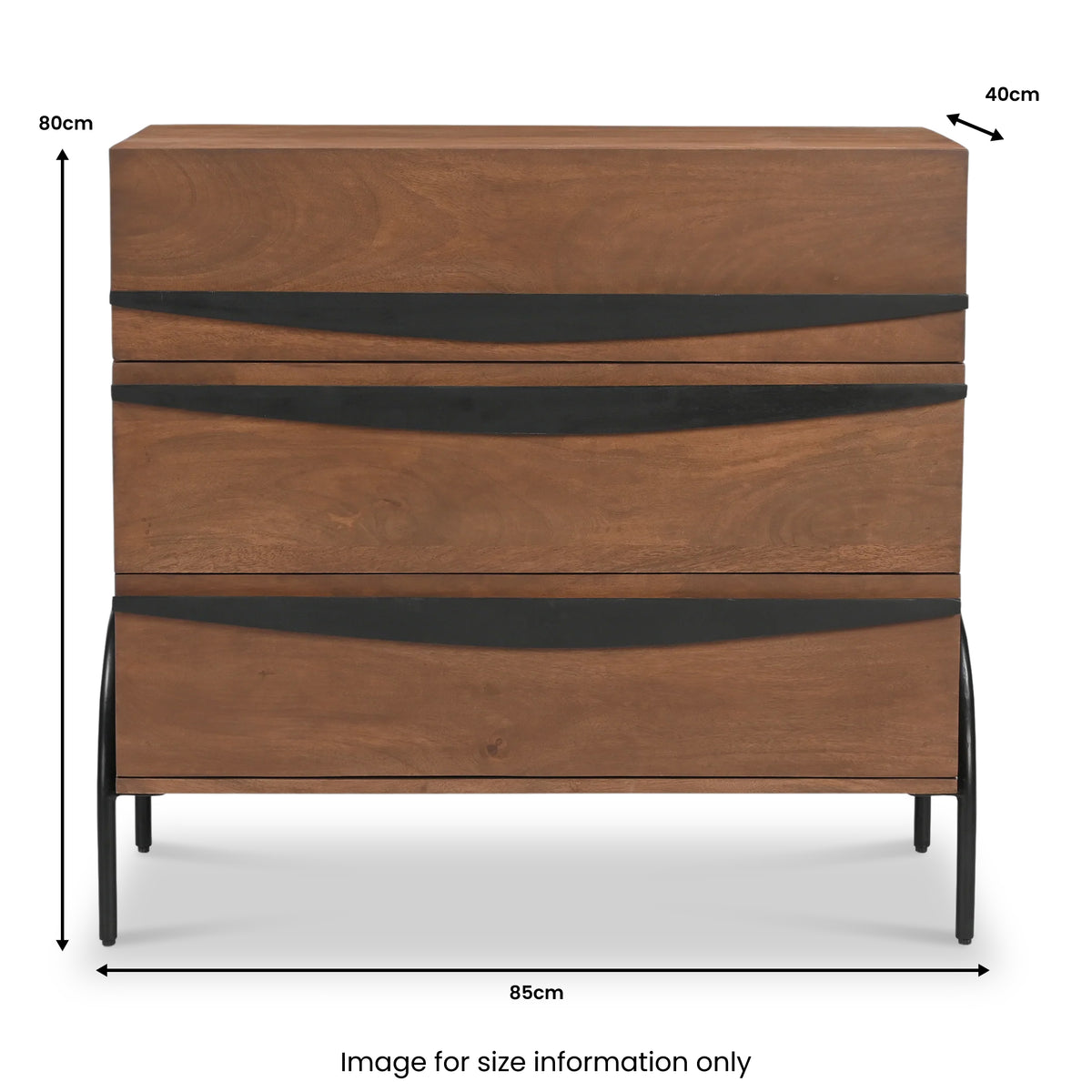 Hanae Mango Wood 3 Drawer Chest Front1 from Roseland Furniture