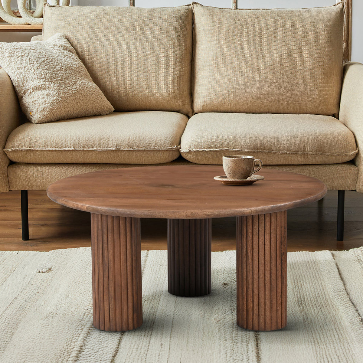 Zanetti Fluted Round Coffee Table Front2 from Roseland Furniture