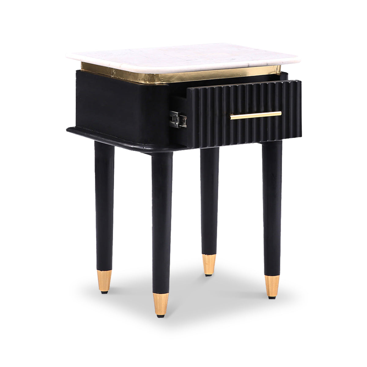 Vittoria Marble Top 1 Draw Bedside Table Dims from Roseland Furniture